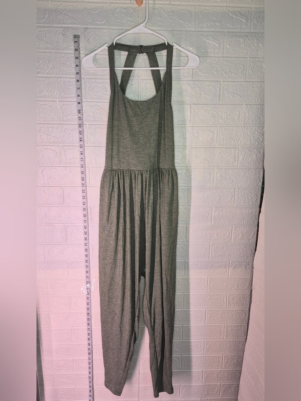 Olive-green Halara Easy Peezy harem jumpsuit  backless twisted Sz Medium Tall